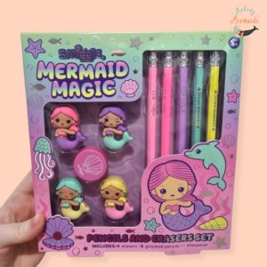 Mermaid Magic – Pencils and erasers set