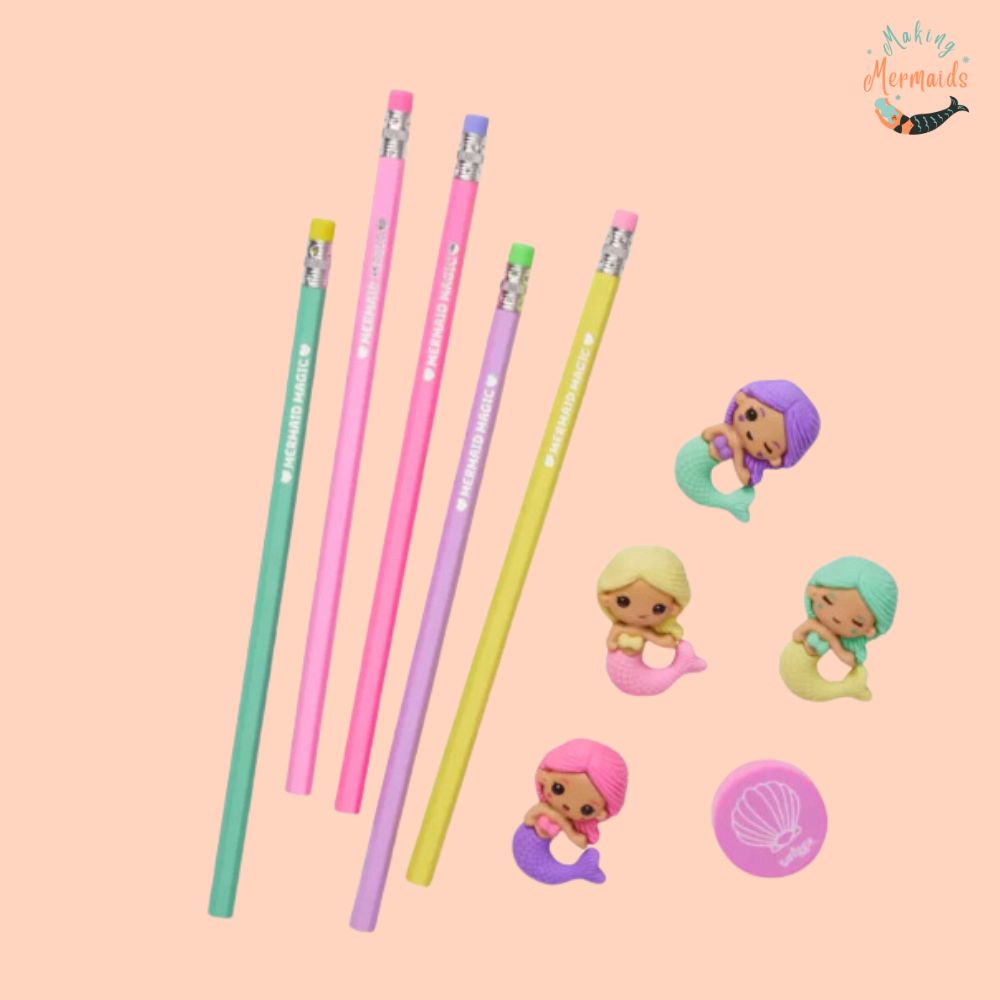 Mermaid Magic – Pencils and erasers set