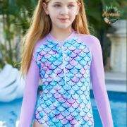 Girls One-Piece Mermaid Swimsuit – Fish Scale Print