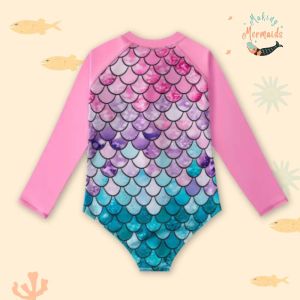 Girls One-Piece Mermaid Swimsuit – Fish Scale Print