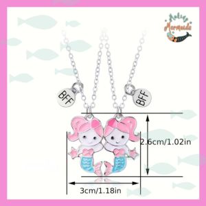 2Pcs Best friends forever Mermaid Necklace