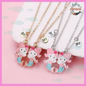 2Pcs Best friends forever Mermaid Necklace