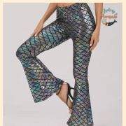 Mermaid fish-scale bell bottom leggings