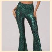 Mermaid fish-scale bell bottom leggings