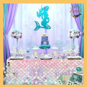 Mermaid pink fish-scale party tablecloth