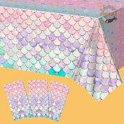 Mermaid pink fish-scale party tablecloth