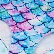 Girls Longsleeve One-Piece Mermaid Swimsuit – Fish Scale Print