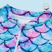 Girls Longsleeve One-Piece Mermaid Swimsuit – Fish Scale Print