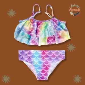 3pc Frilly Mermaid tail set with tail and bikini