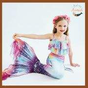 3pc Frilly Mermaid tail set with tail and bikini