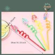 4pcs Mermaid themed party straws