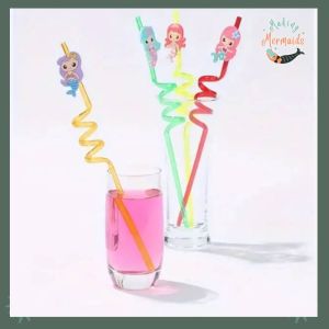 4pcs Mermaid themed party straws