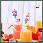 4pcs Mermaid themed party straws