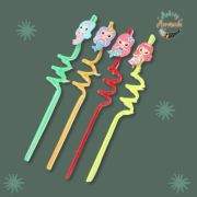 4pcs Mermaid themed party straws