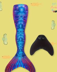 2pc Stretchy Royal Blue & Pink Mermaid Scales Tail and Monofin