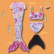 4pc Underwater Princess Mermaid Outfit with Tail, Bikini and Monofin