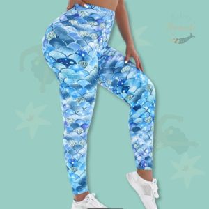 Women’s High Waist Yoga Pants with Mermaid Fish Scale Print