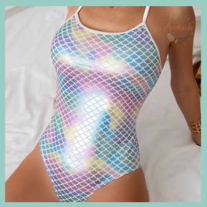 Fish Scale Print One-piece Swimsuit