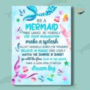 Mermaid Motivational Quote Canvas Art