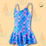 Mermaid Swim Dress with pink and blue fish scales