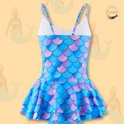 Mermaid Swim Dress with pink and blue fish scales