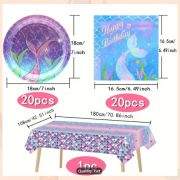 41pc Mermaid-Themed Party Tableware Set