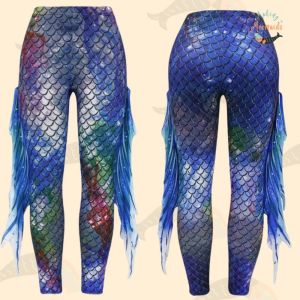 Mesmerising Fish Scale Print Leggings with decorative side fins