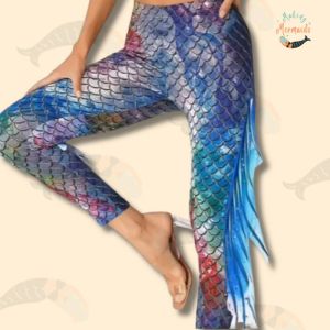 Mesmerising Fish Scale Print Leggings with decorative side fins