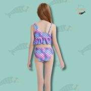 3pc Mermaid Tail Outfit, One Shoulder Cami Top & bikini bottoms