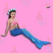 Shiny Blue Mermaid tail with flower tiara