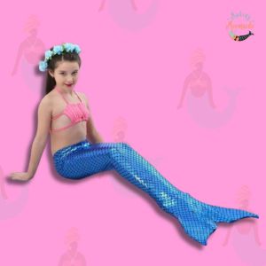 Shiny Blue Mermaid tail with flower tiara